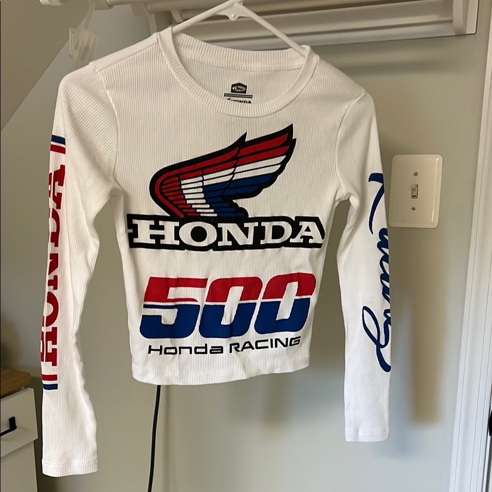 Racing White Crop Top